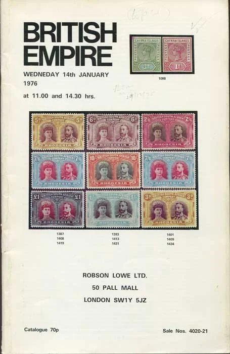 De La Rue Archives Sale catalogue