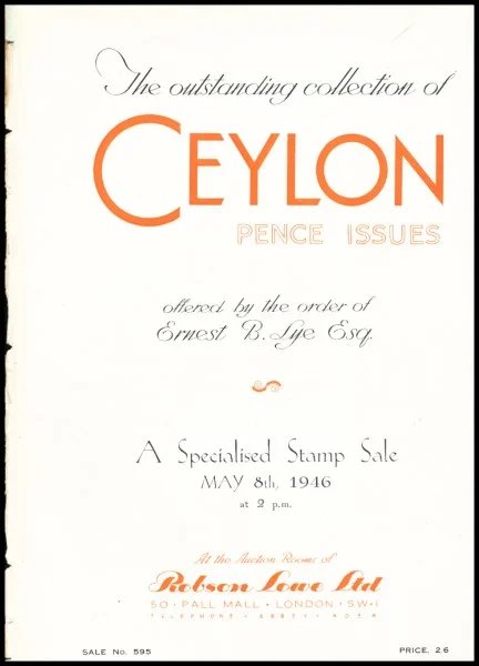 Ernest Lye Collection catalogue